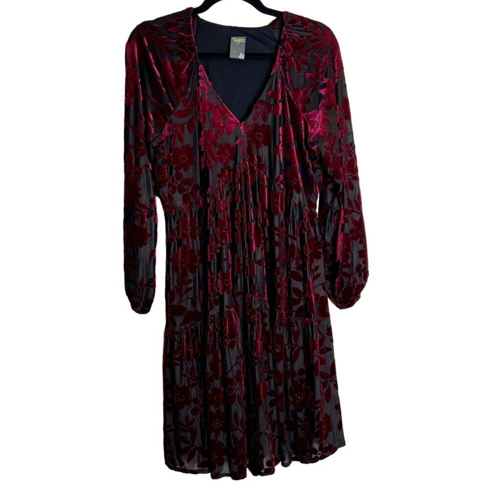 Floral Velvet Burnout Babydoll Dress US M Est Taylor Whimsigoth - Picture 2 of 11